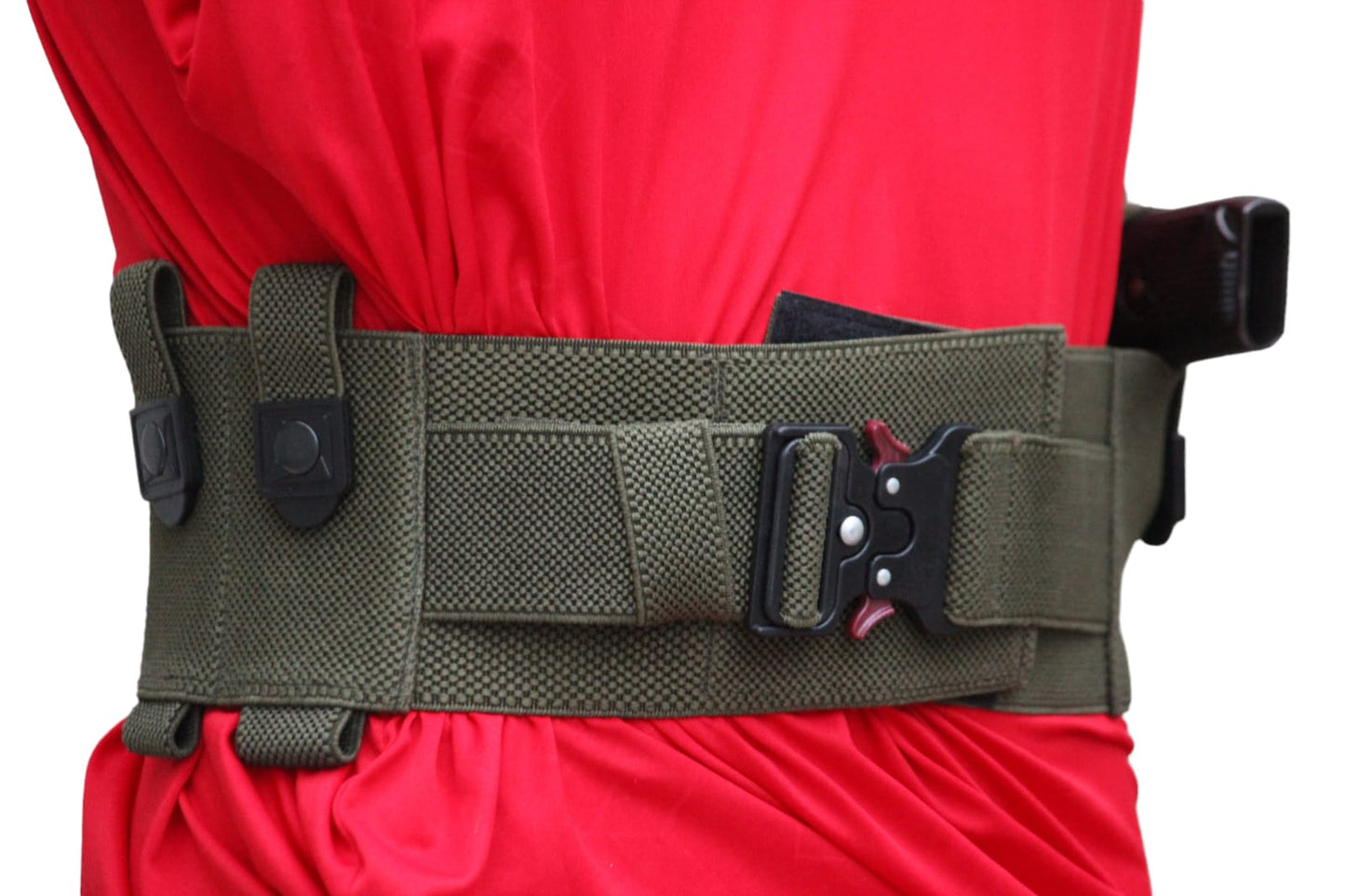 Elastic belt with 2 magazine and 1 universal pistol cover